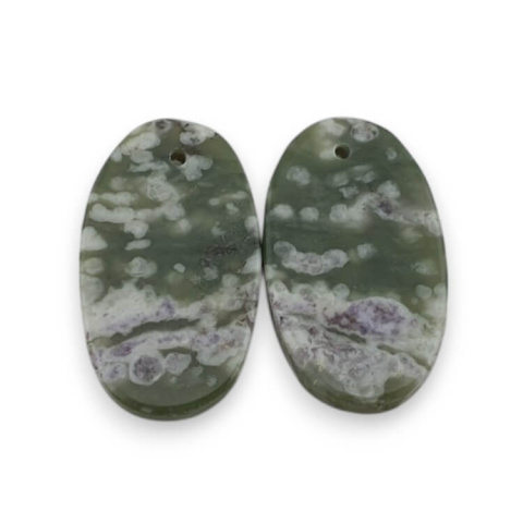 Jadeite peace pair of cabochons with hole 23x13 mm no. P514 Jadeite peace pair of cabochons with hole 23x13 mm no. P514