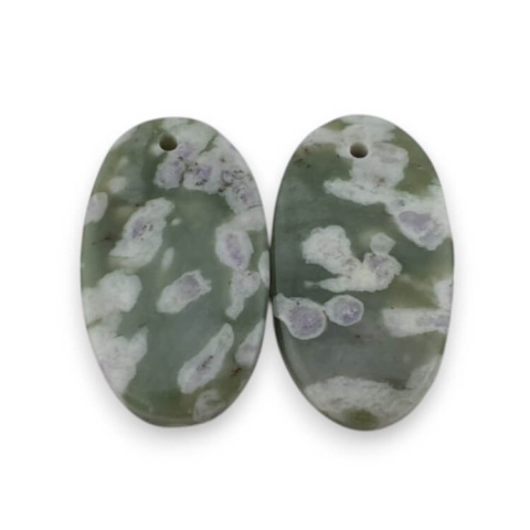 Jade peace pair of cabochons with hole 23x13 mm no P517 Jade peace pair of cabochons with hole 23x13 mm no P517