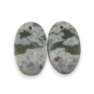 Jade peace pair of cabochons with hole 23x14 mm no P525