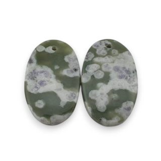 Jade peace pair of cabochons with hole 23x14 mm no P533