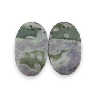 Jade peace pair of cabochons with hole 23x14 mm no P543