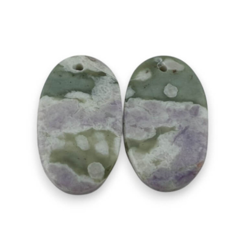 Jadeite peace pair of cabochons with hole 23x14 mm no. P543 Jadeite peace pair of cabochons with hole 23x14 mm no. P543