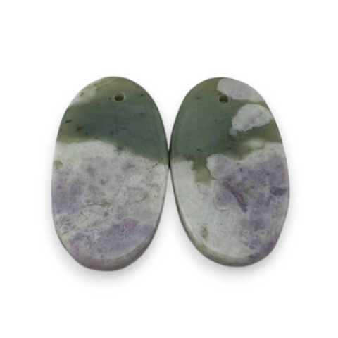 Jadeite peace pair of cabochons with hole 23x14 mm no. P543 Jadeite peace pair of cabochons with hole 23x14 mm no. P543