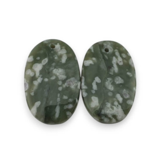 Jade peace pair of cabochons with hole 23x14 mm no P561