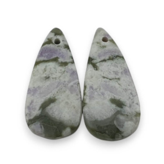 Jade peace pair of cabochons with hole 24x11 mm no P556