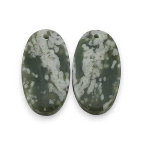 Jadeite peace pair of cabochons with hole 24x12 mm no. P509 Jadeite peace pair of cabochons with hole 24x12 mm no. P509