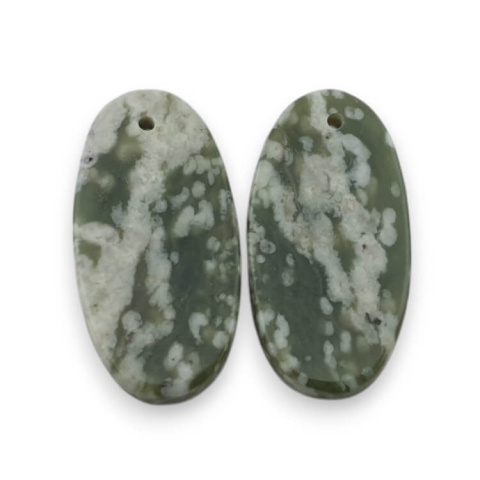 Jadeite peace pair of cabochons with hole 24x12 mm no. P509 Jadeite peace pair of cabochons with hole 24x12 mm no. P509