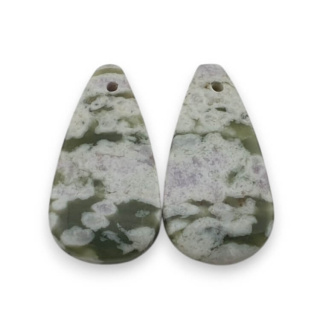 Jade peace pair of cabochons with hole 24x12 mm no P557