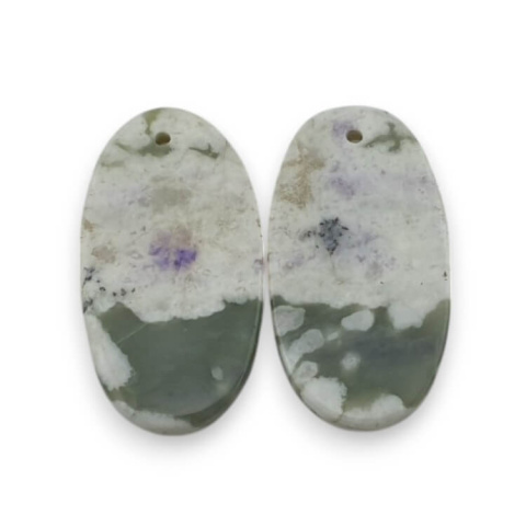 Jadeite peace pair of cabochons with hole 24x13 mm no. P516 Jadeite peace pair of cabochons with hole 24x13 mm no. P516