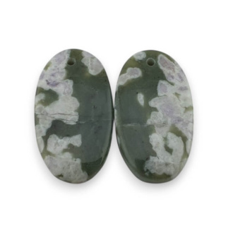 Jade peace pair of cabochons with hole 24x13 mm no P547