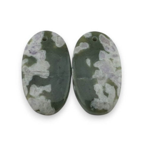Jade peace pair of cabochons with hole 24x13 mm no P547 Jade peace pair of cabochons with hole 24x13 mm no P547