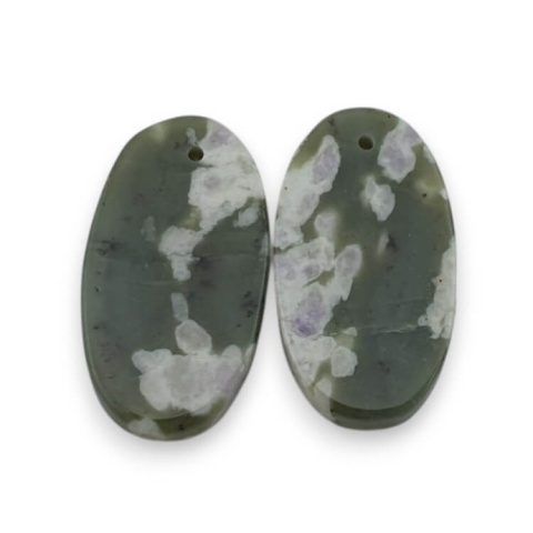 Jade peace pair of cabochons with hole 24x13 mm no P547 Jade peace pair of cabochons with hole 24x13 mm no P547