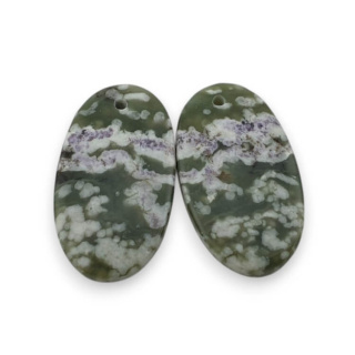 Jade peace pair of cabochons with hole 24x14 mm no P512