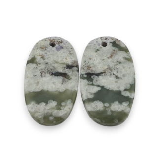 Jade peace pair of cabochons with hole 24x14 mm no P526