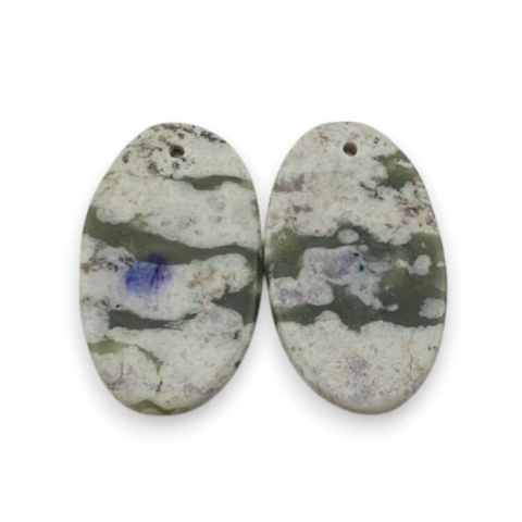 Jade peace pair of cabochons with hole 24x14 mm no P529 Jade peace pair of cabochons with hole 24x14 mm no P529