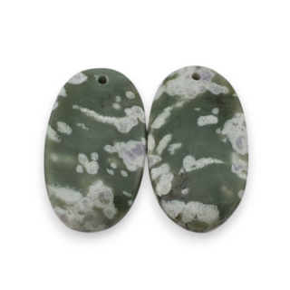 Jade peace pair of cabochons with hole 24x14 mm no P550