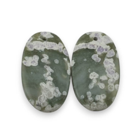 Jade peace pair of cabochons with hole 24x14 mm no P555 Jade peace pair of cabochons with hole 24x14 mm no P555