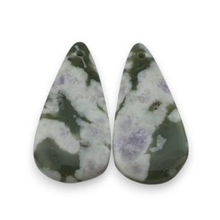 Jade peace pair of cabochons with hole 25x12 mm no P511