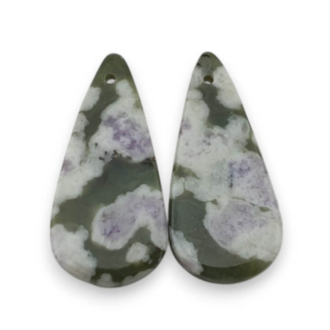 Jadeite peace pair of cabochons with hole 25x12 mm no. P511 Jadeite peace pair of cabochons with hole 25x12 mm no. P511