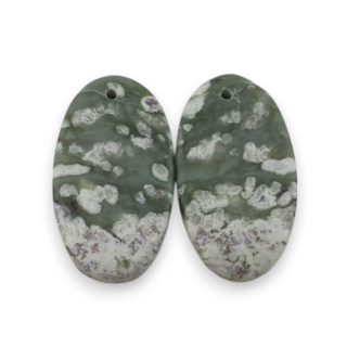 Jade peace pair of cabochons with hole 25x14 mm no P515