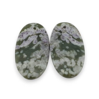 Jade peace pair of cabochons with hole 25x14 mm no P524