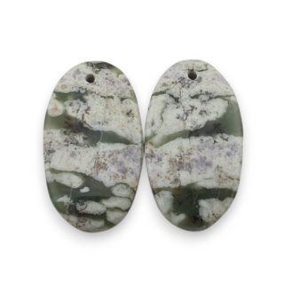Jade peace pair of cabochons with hole 25x14 mm no P530