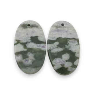 Jade peace pair of cabochons with hole 25x14 mm no P558