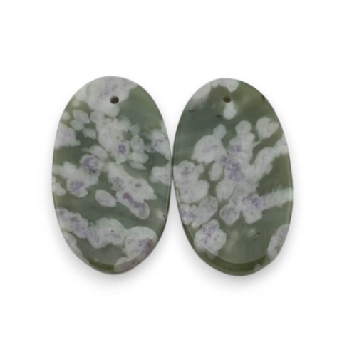 Jade peace pair of cabochons with hole 25x15 mm no P545 Jade peace pair of cabochons with hole 25x15 mm no P545