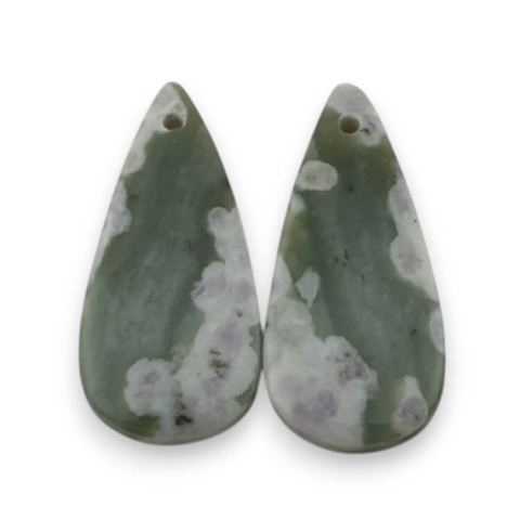 Jade peace pair of cabochons with hole 26x12 mm no P531 Jade peace pair of cabochons with hole 26x12 mm no P531