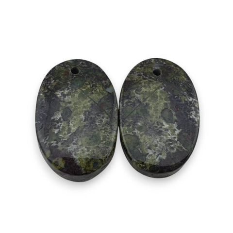 Jasper dragon's blood pair of cabochons with hole 20x13 mm no. P563 Jasper dragon's blood pair of cabochons with hole 20x13 mm no. P563