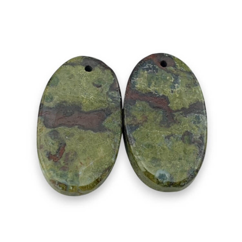 Jasper dragon's blood pair of cabochons with hole 24x14 mm no P578 Jasper dragon's blood pair of cabochons with hole 24x14 mm no P578
