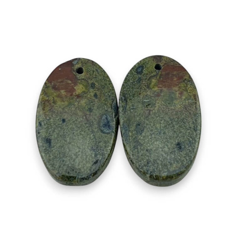 Jasper dragon's blood pair of cabochons with hole 24x14 mm no. P587 Jasper dragon's blood pair of cabochons with hole 24x14 mm no. P587