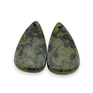 Jaspis smocza krew para kaboszonów z dziurką 24x14 mm nr P608