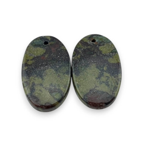 Jasper dragon's blood pair of cabochons with hole 24x14 mm no P610 Jasper dragon's blood pair of cabochons with hole 24x14 mm no P610