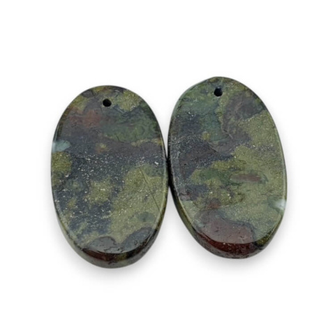 Jasper dragon's blood pair of cabochons with hole 24x14 mm no P610 Jasper dragon's blood pair of cabochons with hole 24x14 mm no P610