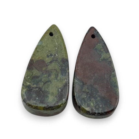 Jasper dragon's blood pair of cabochons with hole 25x12 mm no. P603 Jasper dragon's blood pair of cabochons with hole 25x12 mm no. P603