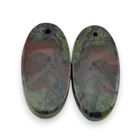 Jasper dragon's blood pair of cabochons with hole 25x12 mm no P607 Jasper dragon's blood pair of cabochons with hole 25x12 mm no P607
