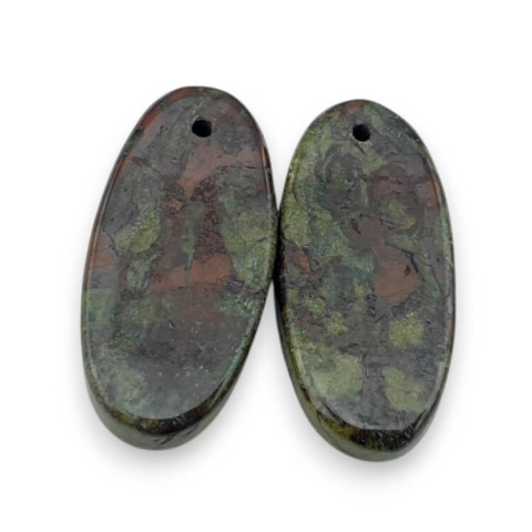Jasper dragon's blood pair of cabochons with hole 25x12 mm no P607 Jasper dragon's blood pair of cabochons with hole 25x12 mm no P607
