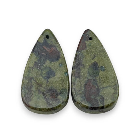 Jasper dragon's blood pair of cabochons with hole 25x13 mm no P582 Jasper dragon's blood pair of cabochons with hole 25x13 mm no P582