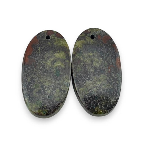 Jasper dragon's blood pair of cabochons with hole 25x13 mm no P583 Jasper dragon's blood pair of cabochons with hole 25x13 mm no P583
