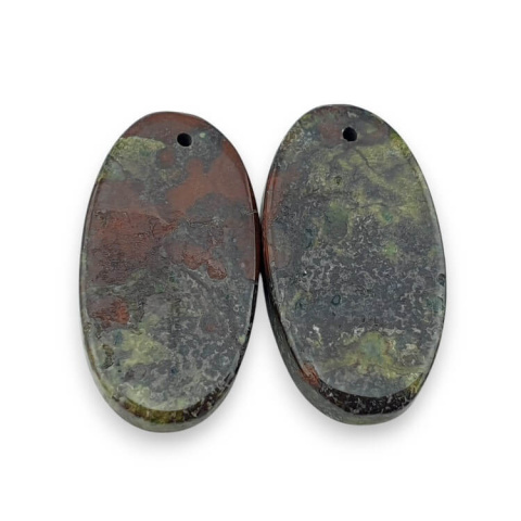 Jasper dragon's blood pair of cabochons with hole 25x13 mm no P583 Jasper dragon's blood pair of cabochons with hole 25x13 mm no P583