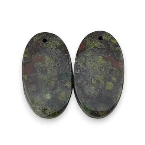 Jasper dragon's blood pair of cabochons with hole 25x13 mm no. P594 Jasper dragon's blood pair of cabochons with hole 25x13 mm no. P594