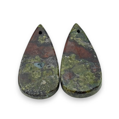 Jasper dragon's blood pair of cabochons with hole 25x13 mm no P598 Jasper dragon's blood pair of cabochons with hole 25x13 mm no P598