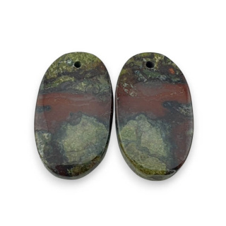 Jaspis smocza krew para kaboszonów z dziurką 25x14 mm nr P565