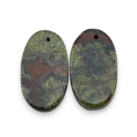 Jasper dragon's blood pair of cabochons with hole 25x14 mm no P565 Jasper dragon's blood pair of cabochons with hole 25x14 mm no P565