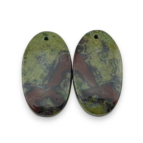 Jasper dragon's blood pair of cabochons with hole 25x14 mm no P566 Jasper dragon's blood pair of cabochons with hole 25x14 mm no P566
