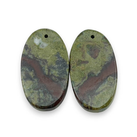 Jasper dragon's blood pair of cabochons with hole 25x14 mm no P566 Jasper dragon's blood pair of cabochons with hole 25x14 mm no P566