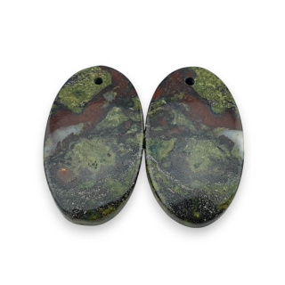 Jaspis smocza krew para kaboszonów z dziurką 25x14 mm nr P569