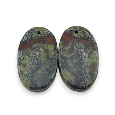Jasper dragon's blood pair of cabochons with hole 25x14 mm no. P581 Jasper dragon's blood pair of cabochons with hole 25x14 mm no. P581