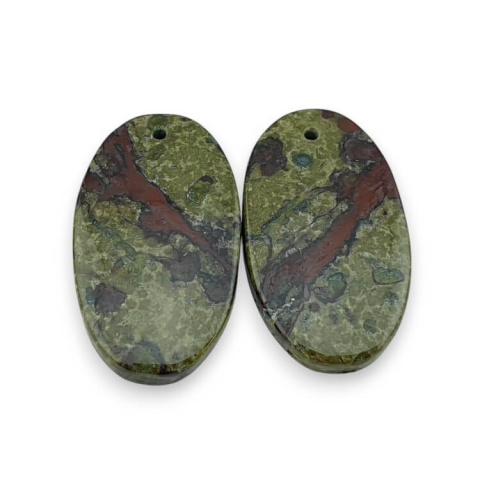 Jasper dragon's blood pair of cabochons with hole 25x14 mm no. P589 Jasper dragon's blood pair of cabochons with hole 25x14 mm no. P589